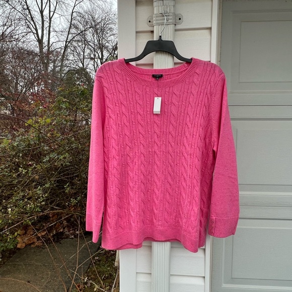 NWT Talbots Pretty Pink Pastel Colored Flecks Cabled Sweater - Picture 1 of 7